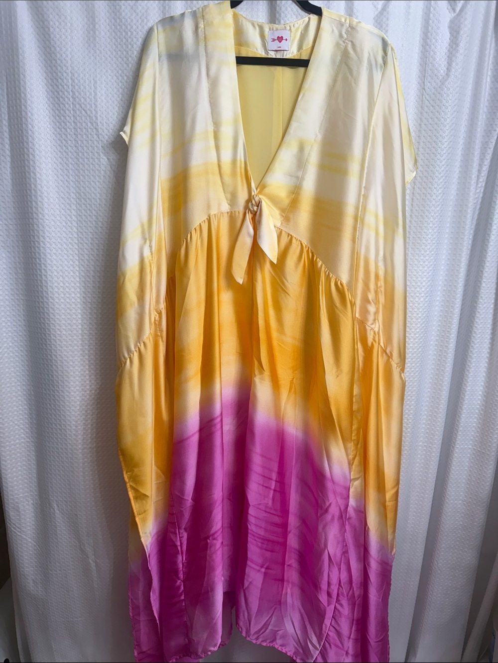 Buddy Love Yellow to Pink Ombre Tie-Front Maxi Dress/Caftan Size Large